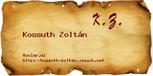 Kossuth Zoltán névjegykártya